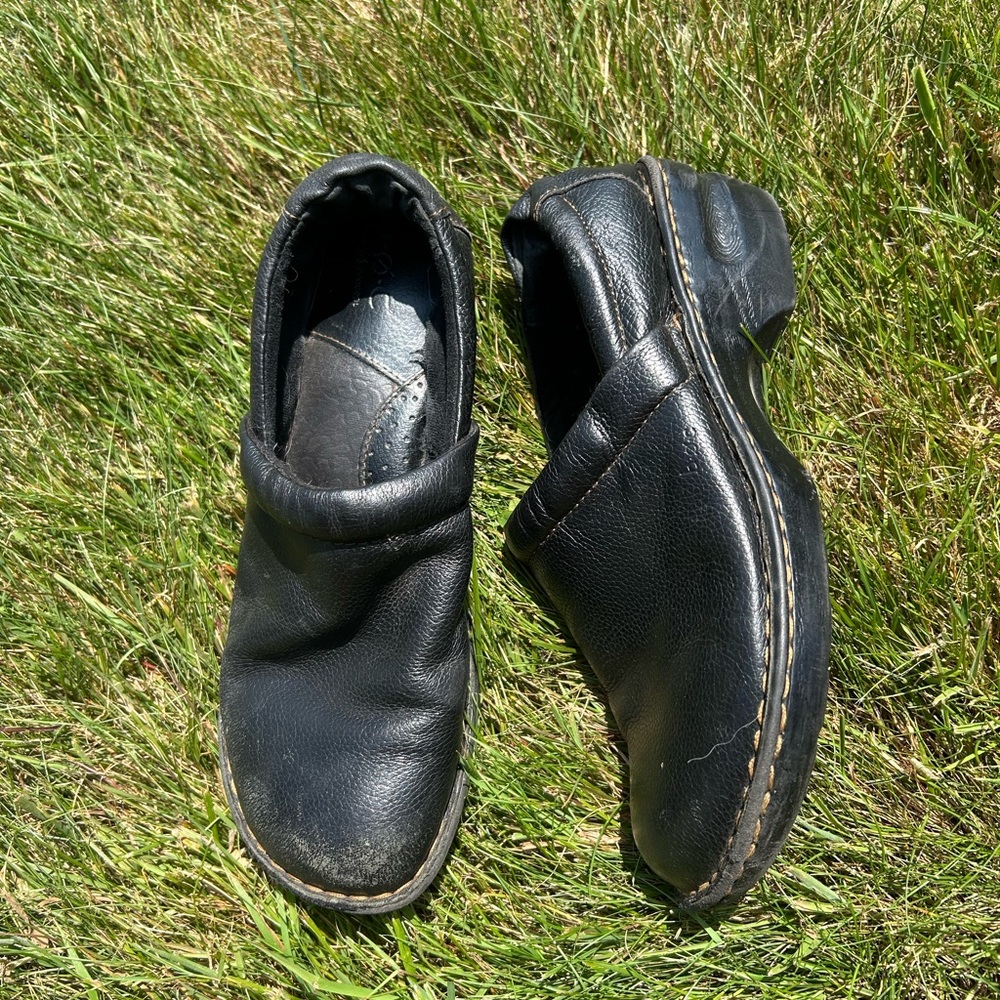 BøC Black Leather Clogs
